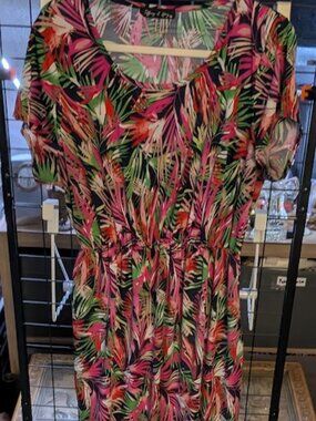 BCL5 Tiffany & Grey Tropical Palm Leaf Dress